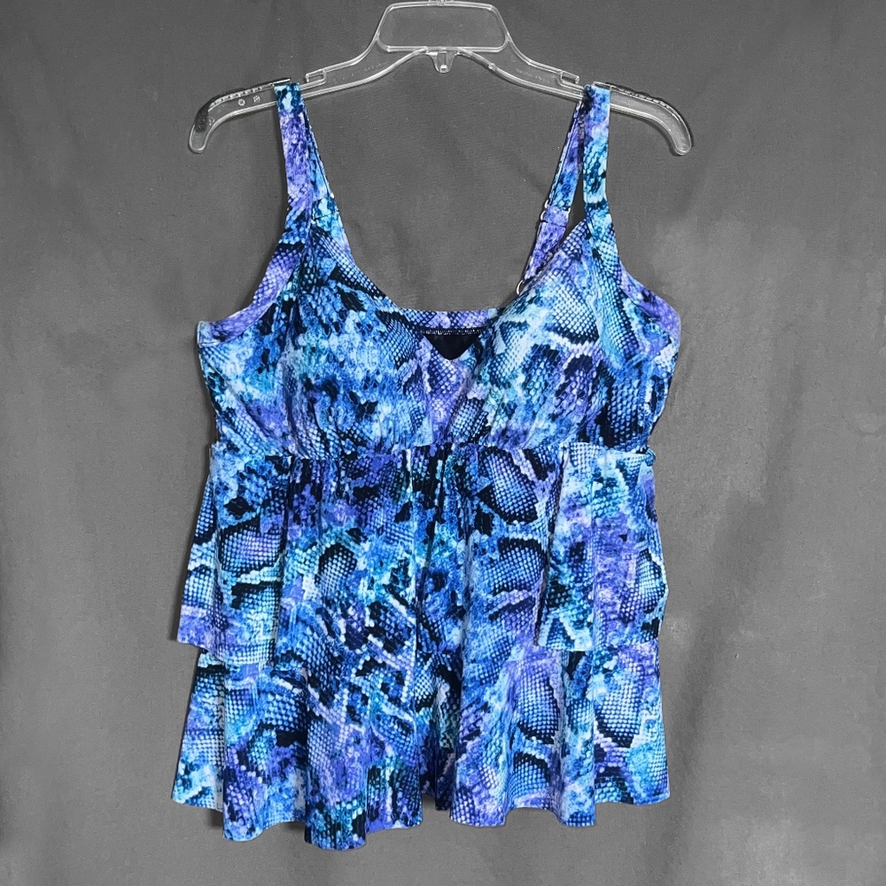 Black& Blue Faux Snakeskin Swim Top